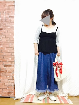 「切りっぱなし」｜「アイテム（キャミソール）」を使った、Nozomiさん（レディース・150cm）の春コーディネート