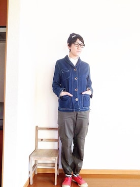 「ボーダーソックス」｜「アイテム（カバーオール）」を使った、さつきんさん（レディース・167cm）の春コーディネート