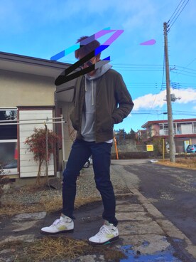 「Right-on（ライトオン）のアイテム（スタジャン）」を使った、HELP manさん（メンズ・176cm）の冬コーディネート