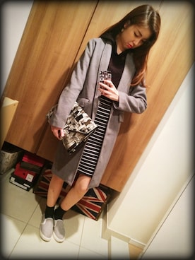 「ENVYM（アンビー）のアイテム（チェスターコート）」を使った、Chiemi.さん（レディース・163cm）の冬コーディネート