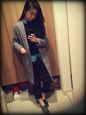 「ENVYM（アンビー）のアイテム（チェスターコート）」を使った、Chiemi.さん（レディース・163cm）の冬コーディネート