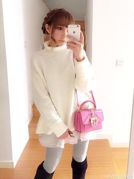 「Charlotte Olympia（シャーロットオリンピア）のアイテム（ブーツ）」を使った、Ohframboiseさん（レディース・164cm）の冬コーディネート