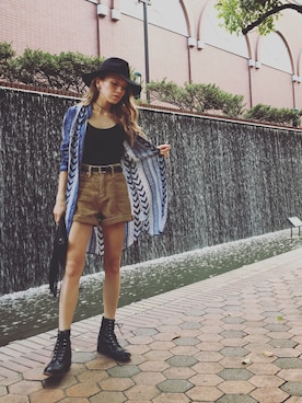 「GLOBAL WORK（グローバルワーク）のフェルトナカオレＨＡＴ/565115（ハット）」を使った、階上実穂さん（レディース・158cm）の秋コーディネート