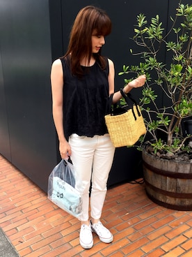 「FREDY&GLOSTER（フレディアンドグロスター）のアイテム（Tシャツ/カットソー）」を使った、ayakooo_さん（レディース・153cm）の夏コーディネート