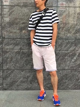 「TAKA-Q（タカキュー）のアイテム（その他パンツ）」を使った、ざっきーさん（メンズ・181cm）の夏コーディネート