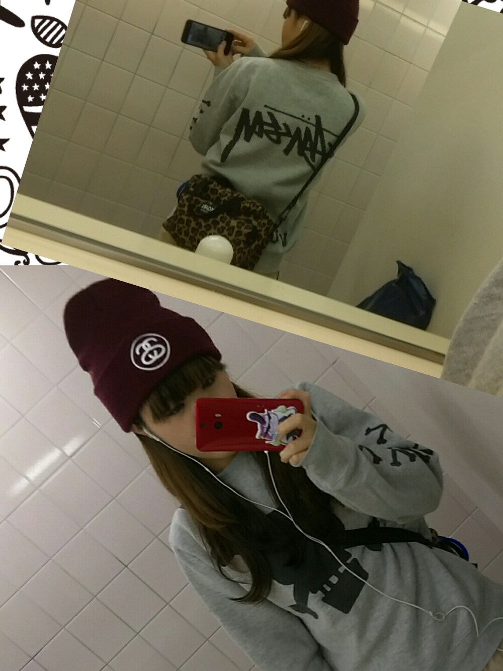 「STUSSYのアイテム（スウェット、グレー系）」を使った、まきり☆(-)さん（レディース・160cm）の秋コーディネートの1枚目の写真