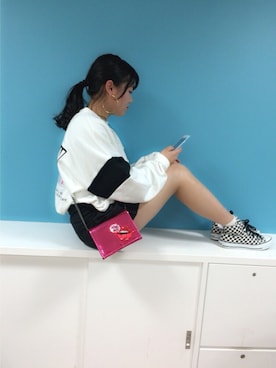 「BUBBLES（バブルス）のアイテム（スウェット）」を使った、🍑momo🍑さん（レディース・160cm）の春コーディネート