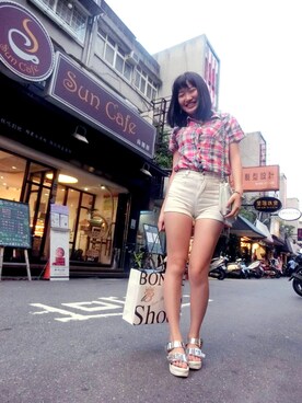 「厚底」｜林庭君さん（レディース・156cm）の冬コーディネート