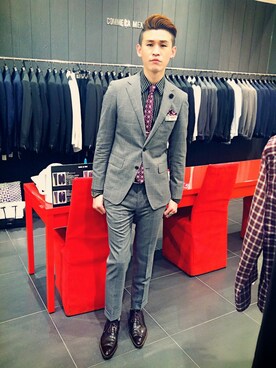 「COMME CA COLLECTION（コムサ・コレクション）のアイテム（セットアップ）」を使った、Marco   Lauさん（メンズ・182cm）の夏コーディネート