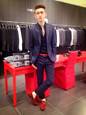 「COMME CA COLLECTION（コムサ・コレクション）のアイテム（セットアップ）」を使った、Marco   Lauさん（メンズ・182cm）の夏コーディネート