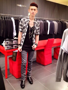 「COMME CA COLLECTION（コムサ・コレクション）のアイテム（ジャケット/アウター）」を使った、Marco   Lauさん（メンズ・182cm）の夏コーディネート