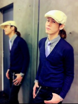 「COMME CA DU MODE（コムサデモード）のアイテム（キャップ）」を使った、Marco   Lauさん（メンズ・182cm）の夏コーディネート