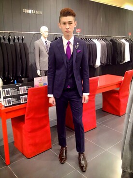 「COMME CA COLLECTION（コムサ・コレクション）のアイテム（セットアップ）」を使った、Marco   Lauさん（メンズ・182cm）の夏コーディネート