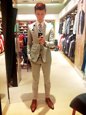 「COMME CA COLLECTION（コムサ・コレクション）のアイテム（セットアップ）」を使った、Marco   Lauさん（メンズ・182cm）の夏コーディネート