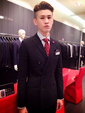 「COMME CA COLLECTION（コムサ・コレクション）のアイテム（セットアップ）」を使った、Marco   Lauさん（メンズ・182cm）の夏コーディネート