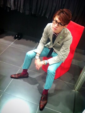 「COMME CA COLLECTION（コムサ・コレクション）のアイテム（セットアップ）」を使った、Marco   Lauさん（メンズ・182cm）の秋コーディネート