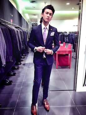 「COMME CA COLLECTION（コムサ・コレクション）のアイテム（セットアップ）」を使った、Marco   Lauさん（メンズ・182cm）の秋コーディネート
