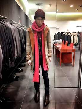 「Saint Laurent」｜「アイテム（ダッフルコート）」を使った、Marco   Lauさん（メンズ・182cm）の冬コーディネート