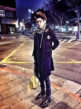 「TAIPEI」｜「アイテム（ダッフルコート）」を使った、Marco   Lauさん（メンズ・182cm）の冬コーディネート