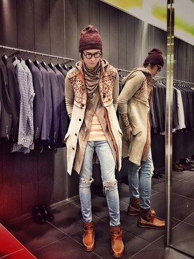 「COMME CA COLLECTION（コムサ・コレクション）のアイテム」を使った、Marco   Lauさん（メンズ・182cm）の冬コーディネート