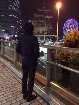 「TOMORROWLAND （トゥモローランド）のアイテム（ブルゾン、ブルー系）」を使った、カズさん（メンズ・168cm）の冬コーディネート