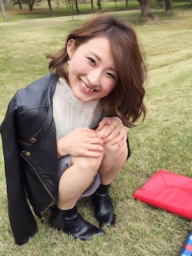 「select shopのアイテム（ニット/セーター、ホワイト系）」を使った、C O Oさん（レディース・152cm）の秋コーディネート