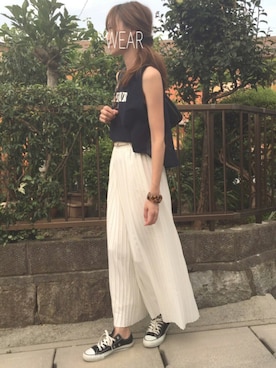 「mysty woman（ミスティウーマン）の【田中里奈×mysty woman】コラボ2wayポシェット（ショルダーバッグ）」を使った、Sato*さん（レディース・164cm）の夏コーディネート