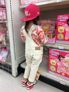 「abcd（ナシ）のアイテム（オールインワン・サロペット）」を使った、hit☺︎miさん（キッズ・150cm）の春コーディネート