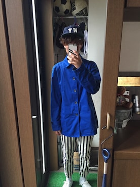 「RAGEBLUE（レイジブルー）のアイテム（スラックス、ブルー系）」を使った、sy…neさん（メンズ）の秋コーディネート