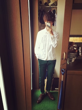 「BURBERRY（バーバリー）のアイテム（シューズ、ブラウン系）」を使った、sy…neさん（メンズ）の秋コーディネート