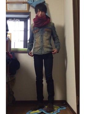 「Levi's（リーバイス）のアイテム（デニムジャケット、ブルー系）」を使った、sy…neさん（メンズ）の冬コーディネート