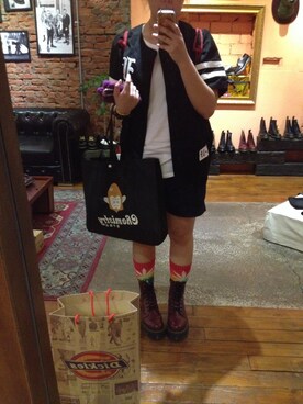 「HUF」｜「アイテム（スタジャン）」を使った、湯兔さん（レディース・162cm）の夏コーディネート