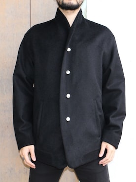 「mode」｜「アイテム（スタジャン）」を使った、DARKLABELSTOREさん（メンズ・177cm）の冬コーディネート