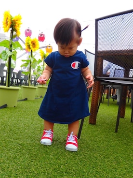 「abcd（ナシ）のアイテム（ワンピース/ドレス）」を使った、Kaichan🌿さん（キッズ・80cm）の秋コーディネート