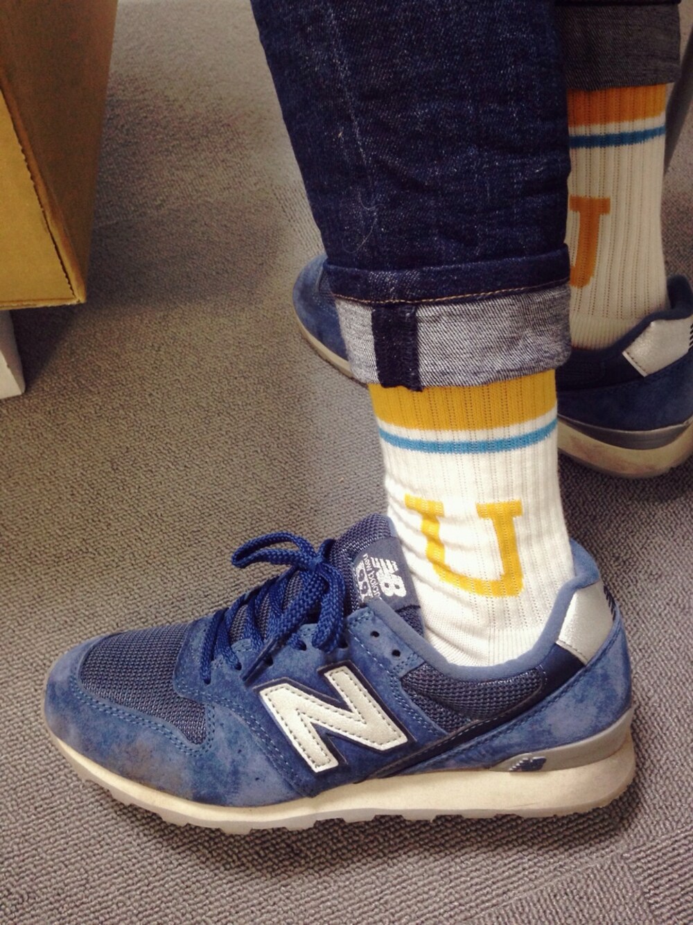 「#newbalance、#ラインソックス」｜「BEAMS BOYの 【GINZA 4月号 掲載】ROSTER SOCKS / シティーカレッジ WHITE（ソックス/靴下、その他）」を使った、UUさん（レディース・158cm）の春コーディネートの1枚目の写真