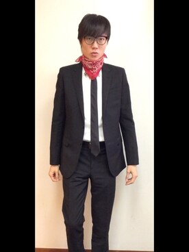 「SAINT LAURENT PARIS（サンローランパリ）のアイテム（セットアップ）」を使った、LKさん（メンズ・178cm）の秋コーディネート