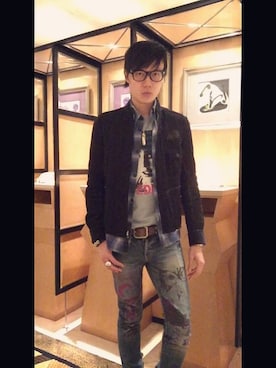 「TAKAHIROMIYASHITATheSoloIst.（タカヒロミヤシタザソロイスト）のアイテム（ブルゾン）」を使った、LKさん（メンズ・178cm）の冬コーディネート