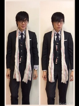 「アイテム（ネクタイピン）」を使った、LKさん（メンズ・178cm）の冬コーディネート