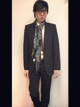 「アイテム（ネクタイ、レッド系）」を使った、LKさん（メンズ・178cm）の春コーディネート