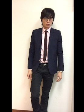 「アイテム（ネクタイ、レッド系）」を使った、LKさん（メンズ・178cm）の春コーディネート