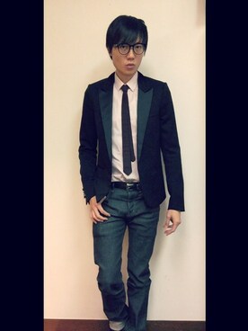 「アイテム（ネクタイ、レッド系）」を使った、LKさん（メンズ・178cm）の春コーディネート