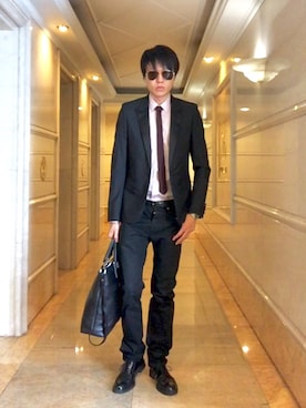 「アイテム（ネクタイ、レッド系）」を使った、LKさん（メンズ・178cm）の夏コーディネート