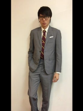 「アイテム（フォーマルスーツ/小物、シルバー系）」を使った、LKさん（メンズ・178cm）の夏コーディネート