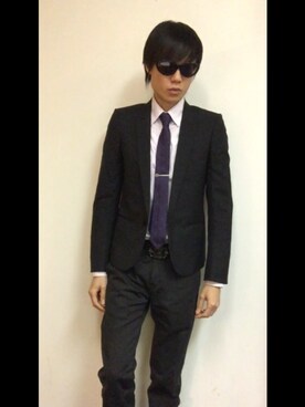 「Alexander McQueen（アレキサンダーマックイーン）のアイテム（フォーマルスーツ/小物）」を使った、LKさん（メンズ・178cm）の夏コーディネート