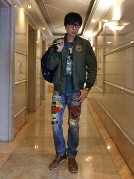 「HYSTERIC GLAMOUR（ヒステリックグラマー）のアイテム（ナイロンジャケット）」を使った、LKさん（メンズ・178cm）の春コーディネート