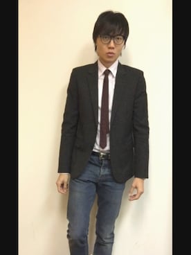 「アイテム（ネクタイ、レッド系）」を使った、LKさん（メンズ・178cm）の夏コーディネート