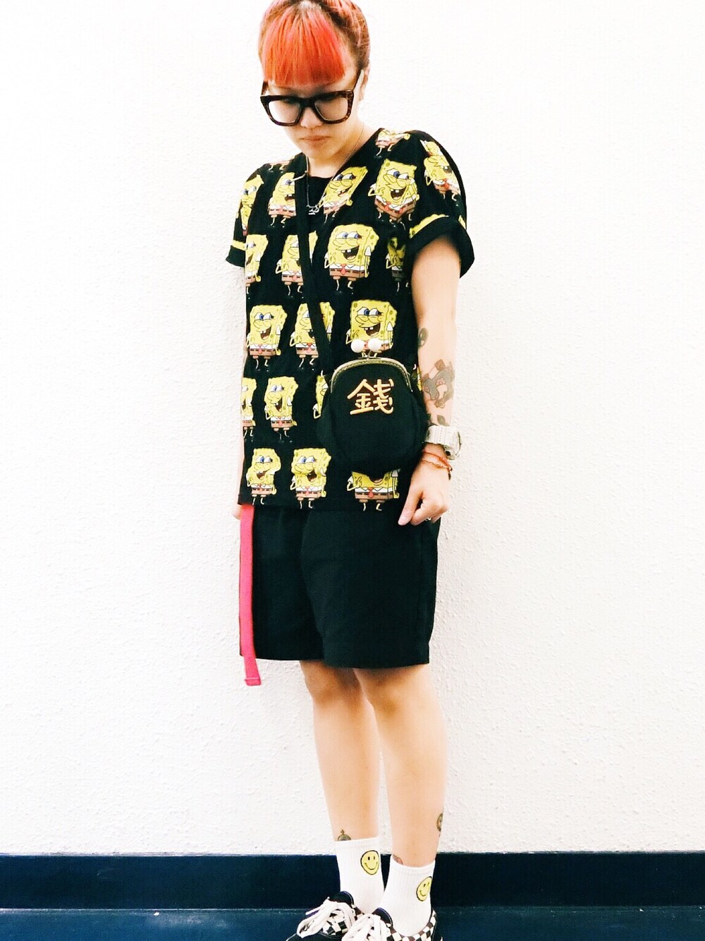 「VANS、spongebob、gshock」｜「DickiesのStussy x Dickies Heavy Canvas Crusher Short（その他パンツ、ホワイト系）」を使った、JimmaC≮占͘麻͘氏͘≯さん（レディース・160cm）の秋コーディネートの1枚目の写真