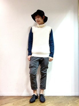 「ロールアップ」｜「アイテム（モカシン/デッキシューズ）」を使った、kentaruさん（メンズ・175cm）の春コーディネート