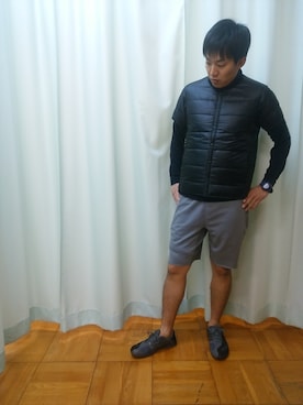 「タートルネックカットソー」｜「アイテム（ダウンジャケット/コート）」を使った、Yuki Hashimotoさん（メンズ・175cm）の春コーディネート