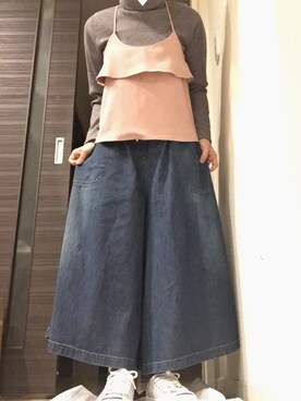 「DEEP BLUE（ディープブルー）のアイテム（パンツ）」を使った、あゆ乃さん（レディース・154cm）の冬コーディネート